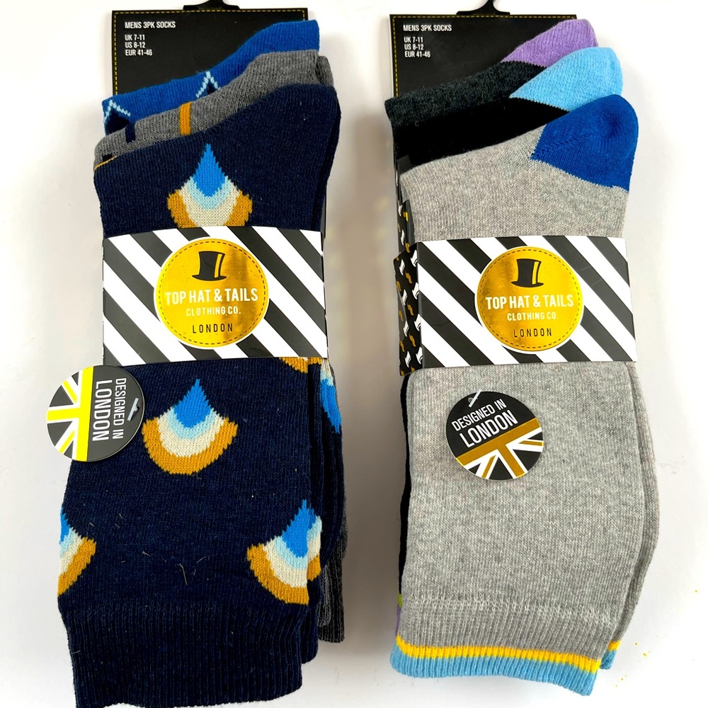 Top Hat  and Tails Men’s 6 Pairs Dress Crew Socks Bundle